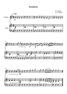 10 Easy Classical Pieces for Clarinet and Piano Vol.4: Andante (Surprise Symphony) by Johann Sebastian Bach, Tomaso Albinoni, Joseph Haydn, Wolfgang Amadeus Mozart, Franz Schubert, Jacques Offenbach, Richard Wagner, Giacomo Puccini, folklore