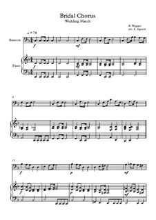 10 Easy Classical Pieces for Bassoon and Piano Vol.4: Bridal Chorus (Wedding March) by Johann Sebastian Bach, Tomaso Albinoni, Joseph Haydn, Wolfgang Amadeus Mozart, Franz Schubert, Jacques Offenbach, Richard Wagner, Giacomo Puccini, folklore