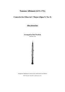 Concerto No.5 in C Major: For oboe and string orchestra – solo part by Tomaso Albinoni