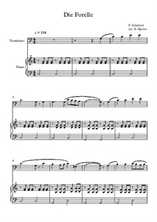 10 Easy Classical Pieces for Trombone and Piano Vol.4: Die Forelle by Johann Sebastian Bach, Tomaso Albinoni, Joseph Haydn, Wolfgang Amadeus Mozart, Franz Schubert, Jacques Offenbach, Richard Wagner, Giacomo Puccini, folklore