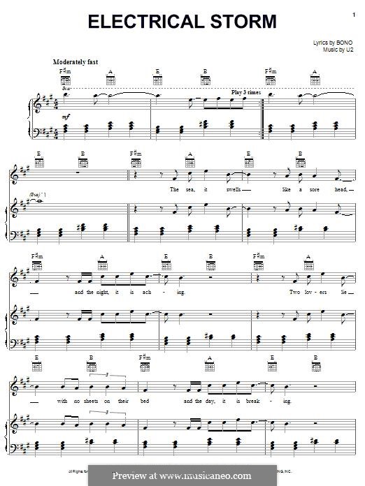 Electrical Storm: Für Stimme und Klavier (oder Gitarre) by U2
