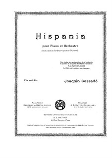 Hispania: Version für zwei Klaviere, vierhändig by Joaquín Cassadó