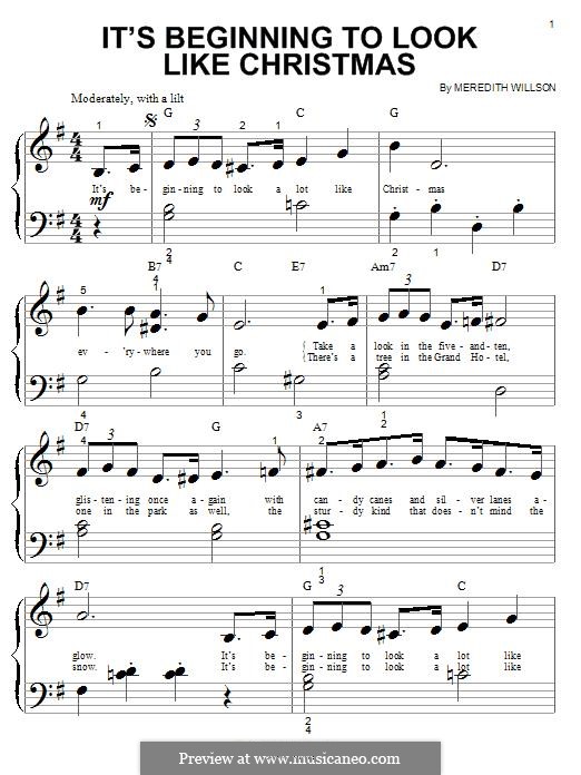 It's Beginning to Look a Lot Like Christmas (Perry Como): Für Klavier by Meredith Willson