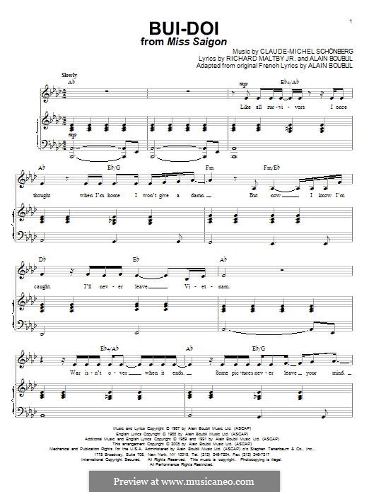 Bui-Doi: Für Stimme und Klavier by Claude-Michel Schönberg
