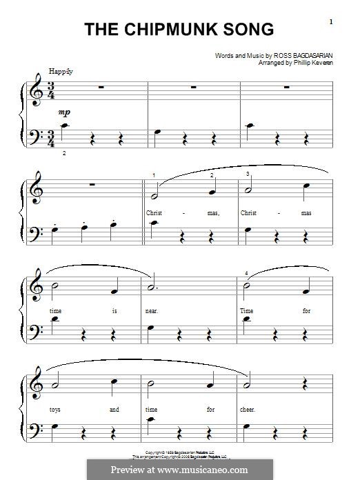 The Chipmunk Song (Alvin and the Chipmunks): Für Klavier by Ross Bagdasarian