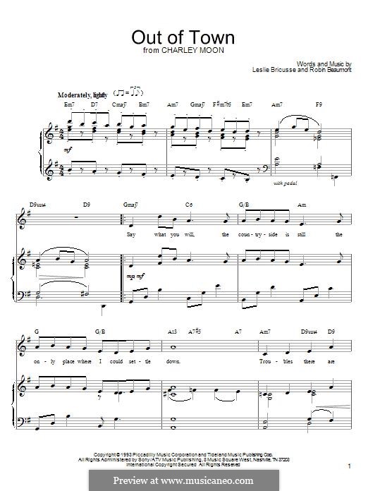 Out of Town: Für Stimme und Klavier (oder Gitarre) by Leslie Bricusse