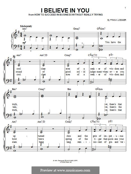 I Believe in You: Für Klavier by Frank Loesser