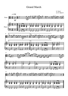10 Easy Classical Pieces for Viola and Piano Vol.5: Grand March (Aida) by Wolfgang Amadeus Mozart, Franz Schubert, Antonín Dvořák, Georges Bizet, Georg Friedrich Händel, Giuseppe Verdi, Pjotr Tschaikowski, Emil Waldteufel, Adolphe Adam, Sebastián Yradier
