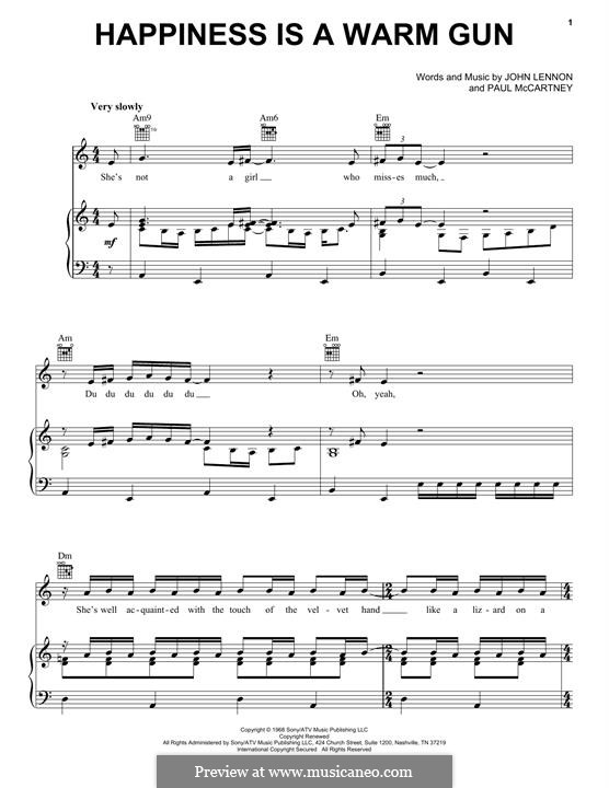 Happiness is a Warm Gun (The Beatles): Für Stimme und Klavier (oder Gitarre) by John Lennon, Paul McCartney