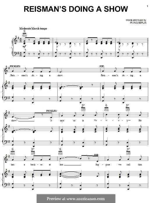 Reisman's Doing a Show: Reisman's Doing a Show by Irving Berlin