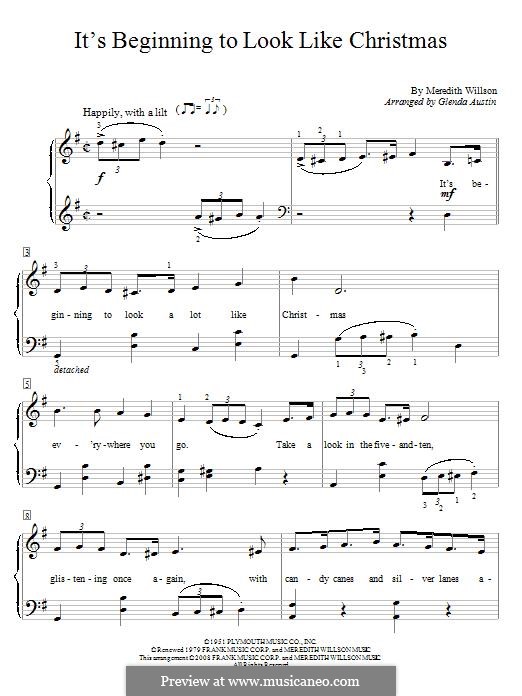It's Beginning to Look a Lot Like Christmas (Perry Como): Für Klavier by Meredith Willson