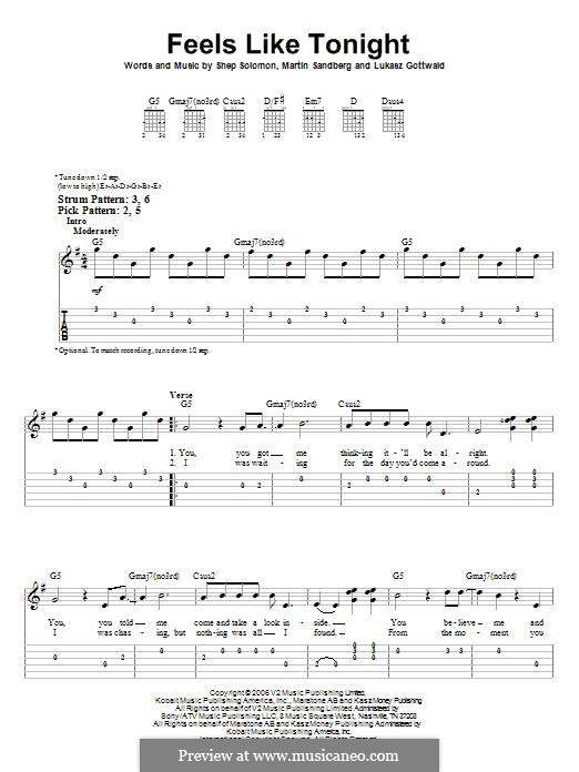 Feels Like Tonight (Daughtry): Für Gitarre mit Tabulatur by Lukas Gottwald, Max Martin, Sheppard Solomon