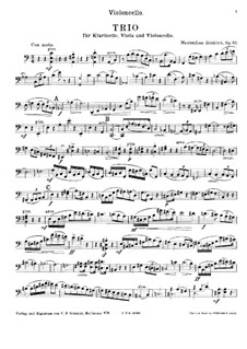 Trio für Klarinette, Bratsche und Cello, Op.33: Cellostimme by Maximilian Heidrich