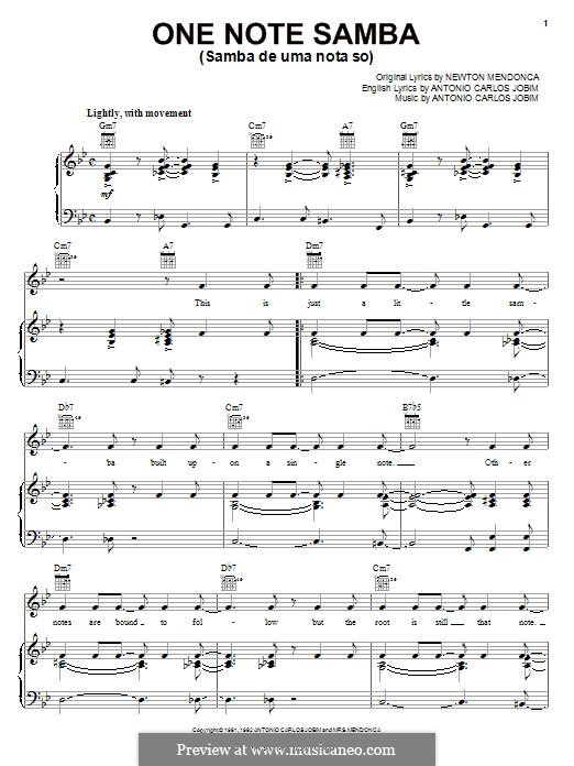 One Note Samba (Samba De Uma Nota): Für Stimme und Klavier (oder Gitarre) by Antonio Carlos Jobim