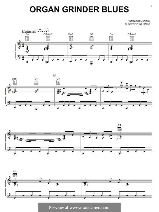 Organ Grinder Blues: Für Stimme und Klavier (oder Gitarre) by Clarence Williams