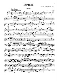 Septett für Bläser, Streicher und Klavier, Op.7: Violinstimme by Fritz Steinbach