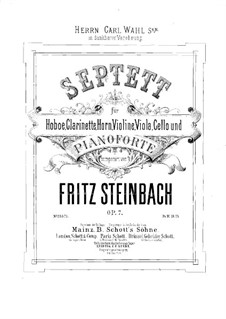 Septett für Bläser, Streicher und Klavier, Op.7: Vollpartitur by Fritz Steinbach