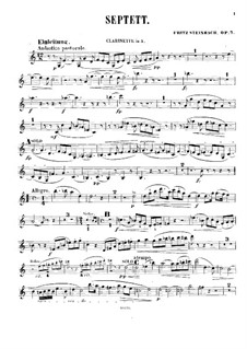 Septett für Bläser, Streicher und Klavier, Op.7: Klarinettenstimme by Fritz Steinbach