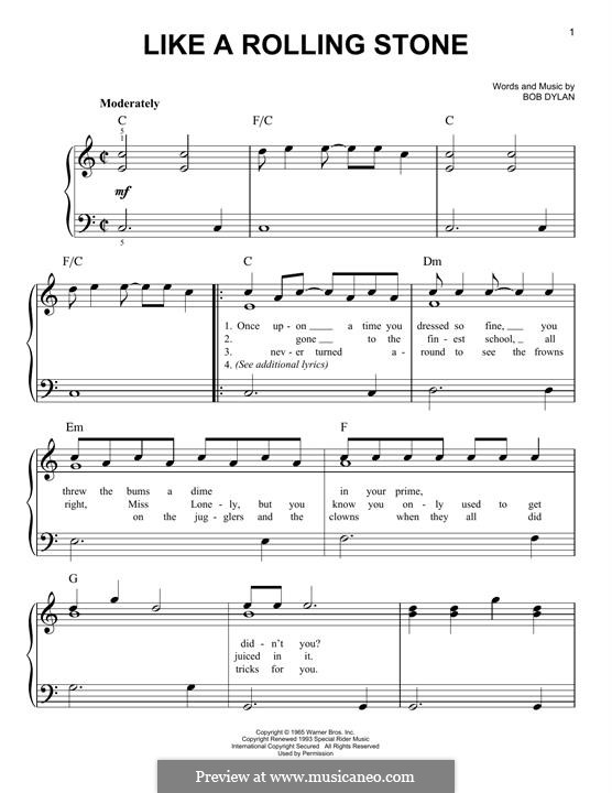 Like a Rolling Stone: Für Klavier by Bob Dylan
