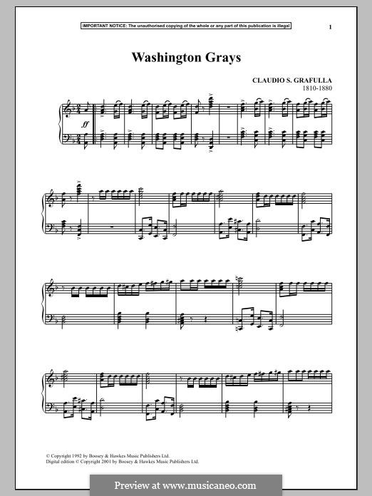 The Washington Gray's: Für Klavier by Claudio S. Grafulla