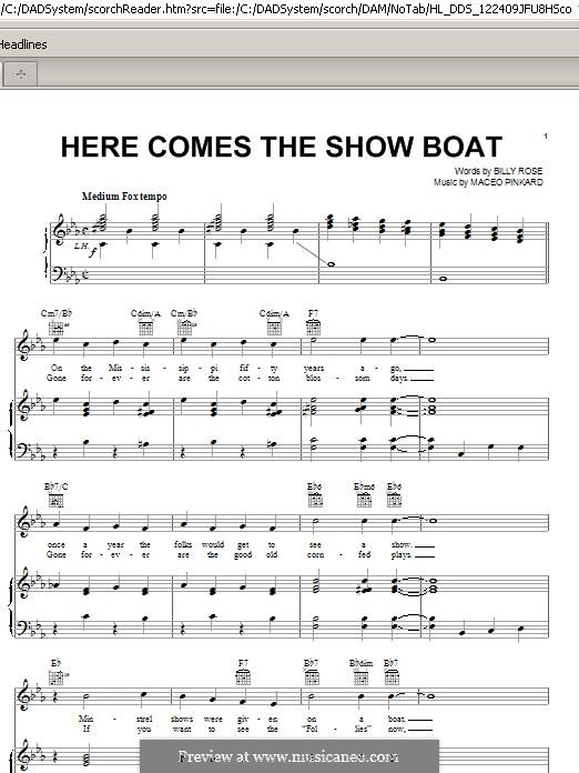 Here Comes the Show Boat: Für Stimme und Klavier (oder Gitarre) by Maceo Pinkard