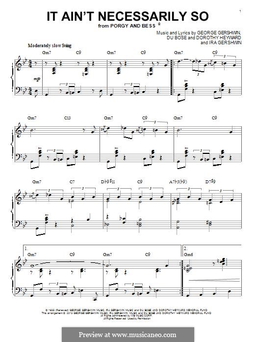 It ain't Necessarily So: Für Klavier (jazz version) by George Gershwin