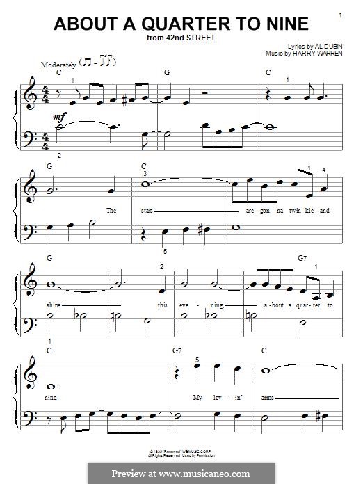 About a Quarter to Nine: Für Klavier by Harry Warren