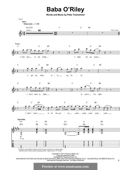 Baba O'Reilly (from Summer of Sam): Für Gitarre by Peter Townshend