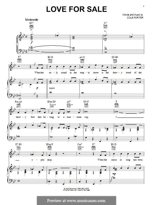 Love for Sale: Für Stimme und Klavier (oder Gitarre) by Cole Porter