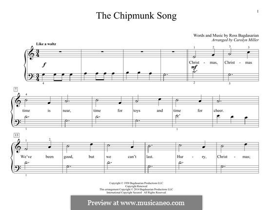 The Chipmunk Song (Alvin and the Chipmunks): Für Klavier by Ross Bagdasarian