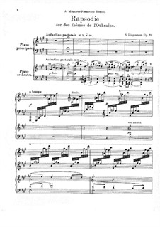 Rhapsodie über ukrainische Themen, Op.28: Für zwei Klaviere, vierhändig by Sergei Lyapunov
