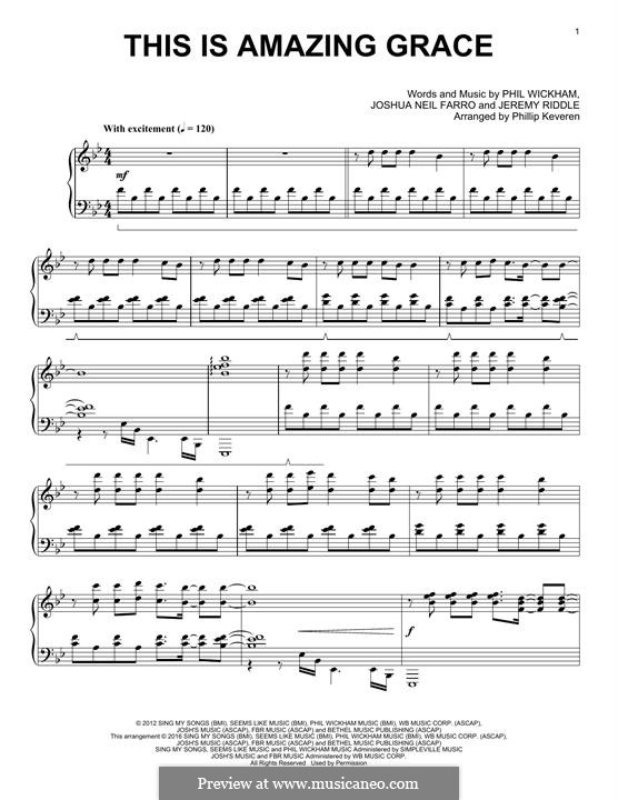 This is Amazing Grace: Für Klavier by Joshua Farro, Jeremy Riddle, Phil Wickham