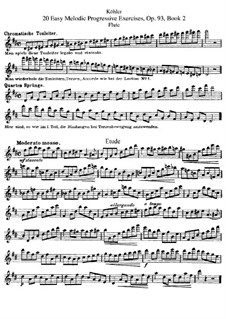 Zwanzig leichte und melodische Lektionen für Flöte, Op.93: Buch II by Ernesto Köhler