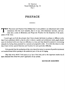 Theoretische und praktische Gesangsmethodik, Op.31: Teil I by Mathilde Marchesi