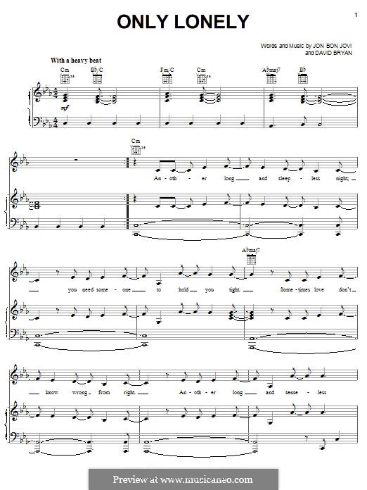 Only Lonely (Bon Jovi): Für Stimme und Klavier (oder Gitarre) by David Bryan, Jon Bon Jovi
