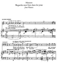 Manon: Regardez-moi bien dans les yeux, for Voices and Piano by Jules Massenet