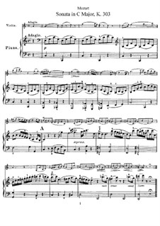 Sonate für Violine und Klavier Nr.20 in C-Dur, K.303: Partitur by Wolfgang Amadeus Mozart