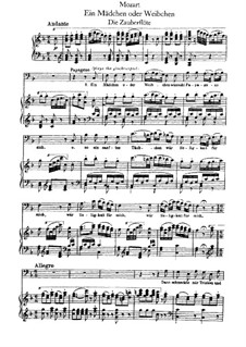 Ein Madchen Oder Weibchen Die Zauberflote K 620 Von W A Mozart Auf Musicaneo