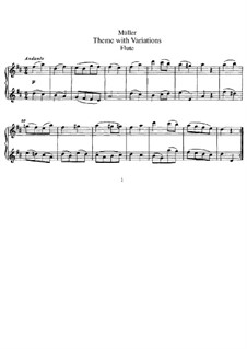 Thema mit Variationen für Flöte und Klavier: Flötenstimme by August Eberhard Müller