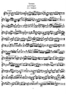 Sonate für Flöte und Klavier in D-Dur: Solostimme by Johann Gottfried Müthel