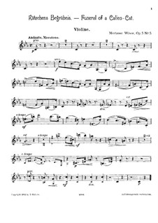 Aus meiner Jugend. Miniaturen für Violine, Cello und Klavier, Op.5 No.5-8: Violinstimme by Mortimer Wilson