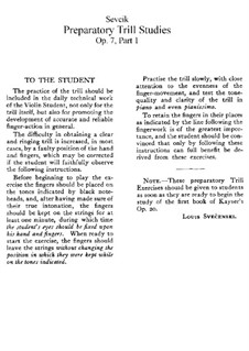 Preparatory Trill Studies for Violin, Op.7 No.1-23: Preparatory Trill Studies for Violin by Otakar Ševčík