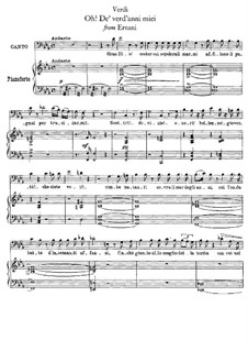 Ernani: Oh, de'verd'anni miei. Arrangement for voice and piano by Giuseppe Verdi
