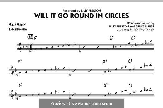 Will It Go Round in Circles (Billy Preston): Eb Solo Sheet part by Bruce Fisher