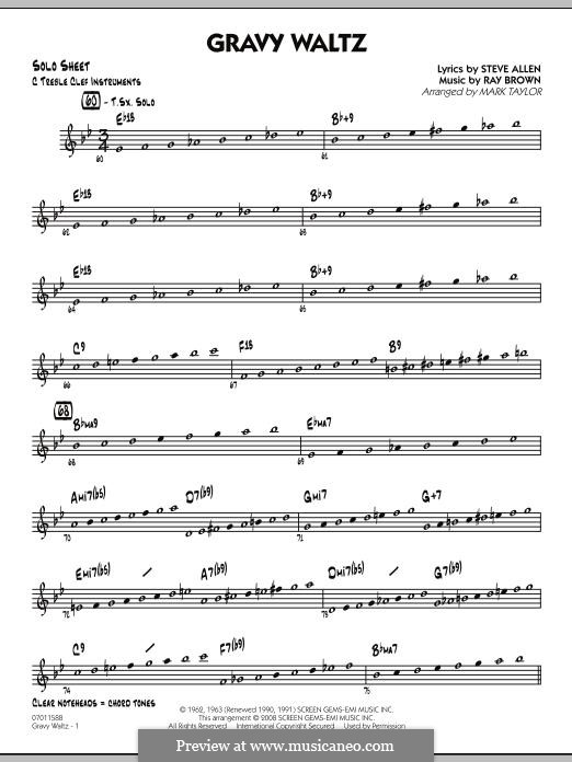 Gravy Waltz (Steve Allen): C Solo Sheet part by Ray Brown