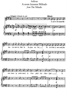 A More Humane Mikado: For soloist, choir and piano by Arthur Sullivan