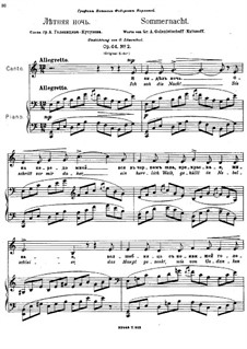 Sechs Romanzen, Op.44: Nr.2 Sommernacht (in C-Dur) by Anton Arenski