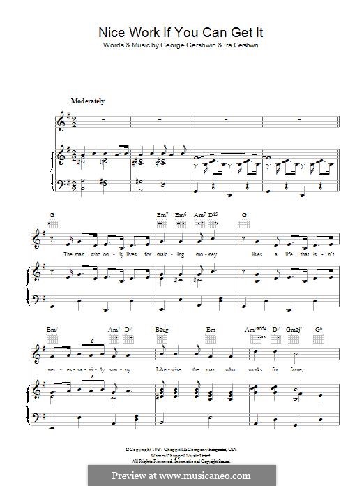 Nice Work If You Can Get It: Für Stimme und Klavier (oder Gitarre) by George Gershwin