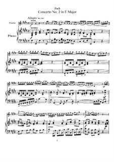 Konzert für Violine, Streicher und Basso Continuo Nr.2 in E-Dur, BWV 1042: Bearbeitung für Violine und Klavier – Partitur, Solo Stimme by Johann Sebastian Bach