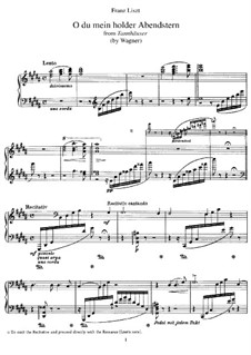 Transkription über 'O du mein holder Abendstern' aus 'Tannhäuser' von Wagner, S.444: Für Klavier by Franz Liszt